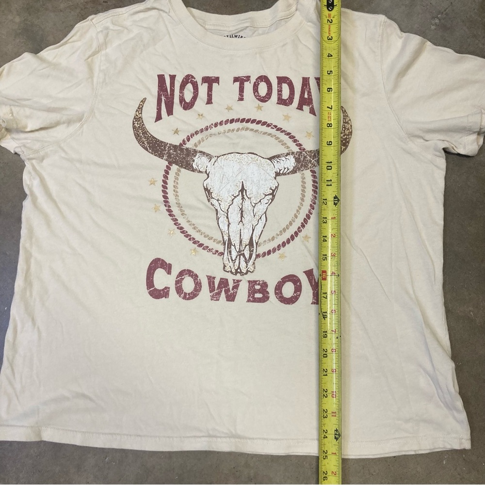 IDYLLWIND “Not Today Cowboy”Graphic Print Cotton Ivory Women's Western T-Shirt L - Picture 4 of 5